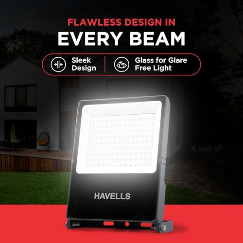 Image of Havells Polycarbonate 20W LED Flood Light, Centura Neo 6K IP66 Waterproof LED Lights with 120 Wide Beam-LED Lamp Lights for Yard, Factory,Garden, Playground & Home