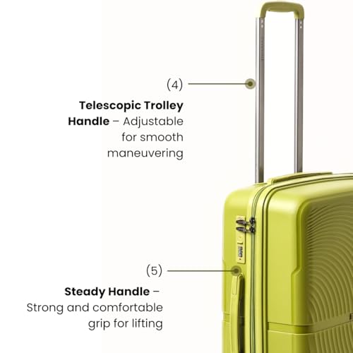 Image of CARRIMATE Florence Trolley Bag Set of 2 | Medium 63 cm & Large 73 cm | Polypropylene Hard Luggage Suitcase | Lightweight Travel Trolly Bags | Combination Lock | Anti-Theft Zippers | Green