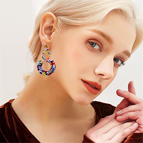 ONLYJUMP Acrylic Earrings for Women Retro Simple Multicolor Resin Geometric Square Hollow Earrings Statement Dangles Drop Nightclub Earrings Vintage 80s 90s Party Accessories4