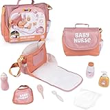 Smoby Toys - Baby Nurse Puppenwickeltasche - ausklappbare Wickeltasche für Puppen inkl. Wickelzubehör, Set für kleine Betreuer