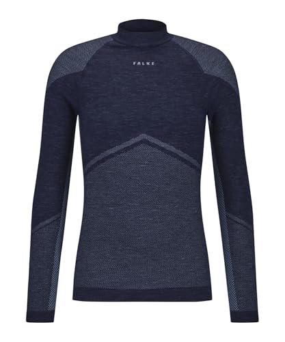 FALKE Herren Baselayer-Shirt Wool-Tech Round Neck M L/s Sh Wolle Funktionsmaterial schnelltrocknend 1 Stück, Blau Space Blue 6116 Trend, S – Ansicht 6