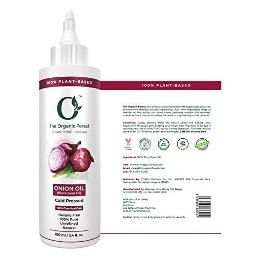 Organic Forest 100% Chemical Free Red Onion Hair Oil for Hair Loss | Black Seed Oil or Kalonji Hair Oil for Hair Fall Control | Plant Based Ingredients Helps in Better Absorption | 100% Vegan | 100 ML - Image 2