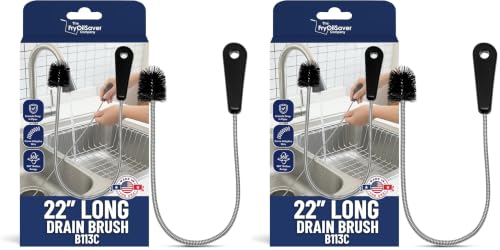Image of 22 inch Long Sink Drain Brush - Slim Snake Hair Clog Remover Tool for Shower, Tub and Sink - Pipe /Tube Brush for Small Spaces, Drain Cleaning - B113C by FryOilSaver Co. (Pack of 2)