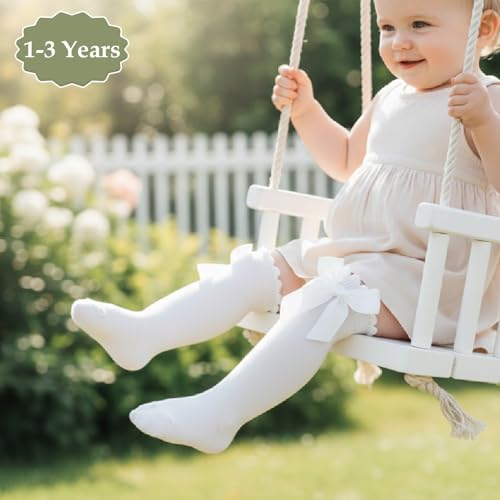 Image of SYGA Baby Long Socks Cotton, Over The Knee, No Tightness, High-Top, Bow Pattern