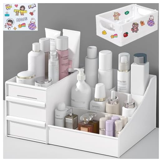 TEGOVE Organizador de Maquillaje,Caja Maquillaje Organizador,Organizador de Cosméticos,Organizadores de Maquillaje,Organizador Cosmeticos con 2 Cajones para Tocador Dormitorio Baño