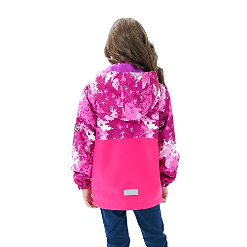 image for MGEOY Girls Rain Jacket Lightweight Waterproof Hooded Fleece Lined Rai