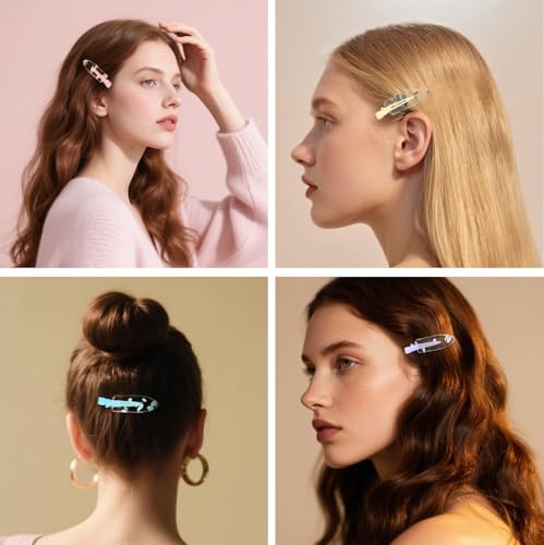 AMCAMI 12PCS Pinzas para el Cabello Sin Arrugas, Coloridas, que No se Doblan para Estilismo, Maquillaje y Regalos, Accesorios para Mujeres miniatura 5