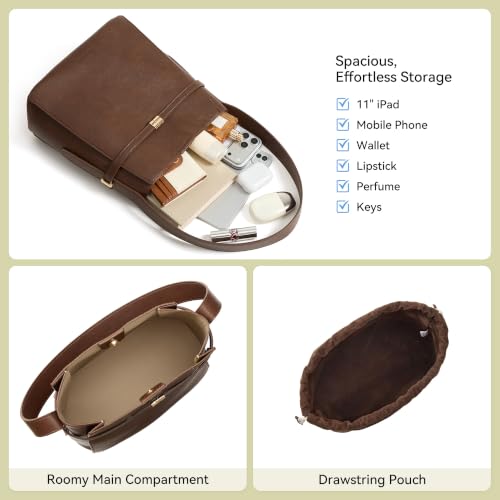 Image of BOSTANTEN Vegan Leather Purses for Women Quiet Luxury Shoulder Bucket Bag