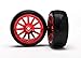 Traxxas Assembled, Glued 12-SpokeTires & Wheels, Red/Chrome