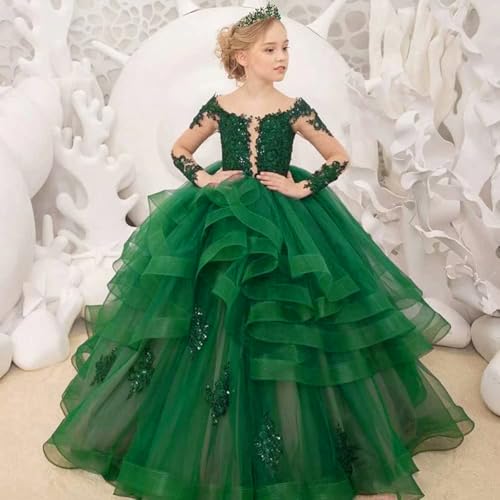 Long Sleeve Flower Girl Dress for Wedding Princess Dress Kids Formal Party Ball Gown Tulle Pageant Dress2