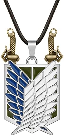 Vancle Anime Aot Eren Key Pendant Attack on Titan Wings of Liberty Survey Corps Pendant Necklace (Wings-L)