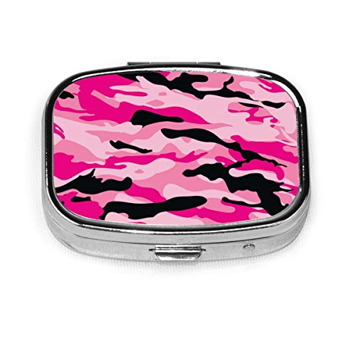 Preisvergleich Produktbild Rosa camo benutzerdefinierte mode silber quadrat pillendose medizin tablet halter brieftasche organizer case für tasche oder geldbörse