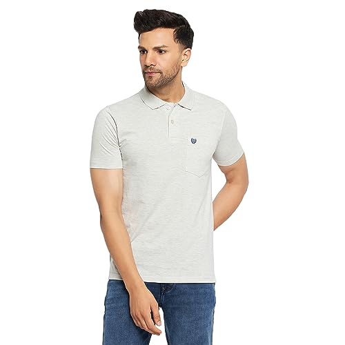 Image of Duke Stardust Men Polo Neck Half Sleeve Cotton T-Shirt (SD49 L.Grey Melange XL)