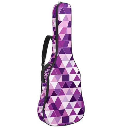 Housse de guitare acoustique 41 pouces imperméable et rembourrée avec motif triangle violet
