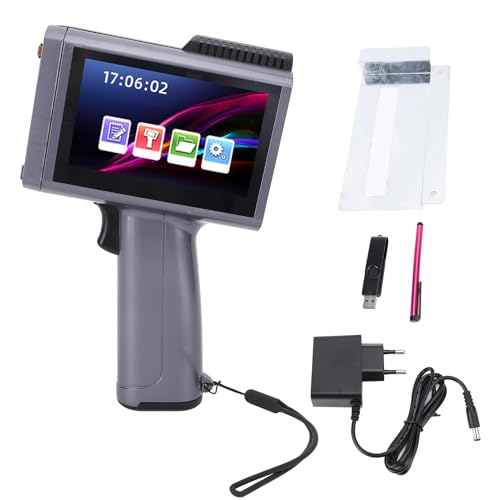 QWUUYEC Impresora de Inyección de Tinta Portátil, Altura de Impresión 12,7mm, Soporta Múltiples Idiomas, Pantalla Táctil HD 4,3 Pulgadas - CPU Cuatro Núcleos, Batería de Gran Capacidad,