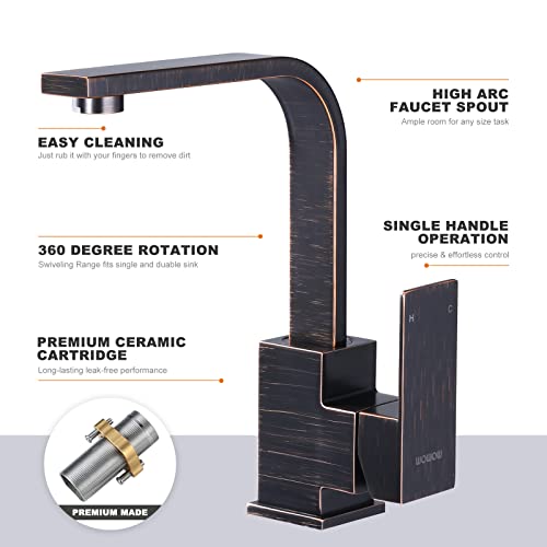 Wowow Modern Bar Sink Faucet Oil Rubbed Bronze Bar Faucet Single Hole Wet Bar Faucet Single Handle Small Kitchen Faucet With Supply Hose Stainless Steel #TOP4