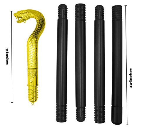 Nicky Bigs Novelties Snake Staff Gold Black 49 in Voodoo Cobra Snakes Cane Anibus Egyptian Ankh Pharaoh Staffs Wizard Witch Scepter Wand Halloween Cosplay Costume Accessory Adjustable Size for Adults