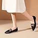 Tilocow Metal Chain Loafers Flats for Women Pointed Toe Slip on Flats Comfortable Fashion Work Business Shoes Pu Black