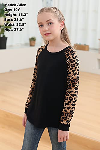 GORLYA Girls Long Sleeve Tops Raglan Patchwork Tunic Casual Loose T-Shirt for 4-14T3