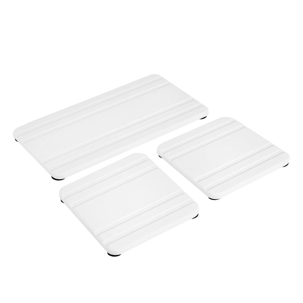Dongker White Water Absorbent Diatomite Tray,3 Pcs Instant Dry Sink Coasters With Heightened Feet Pad For Kitchen Sinks Bathtub Vanity