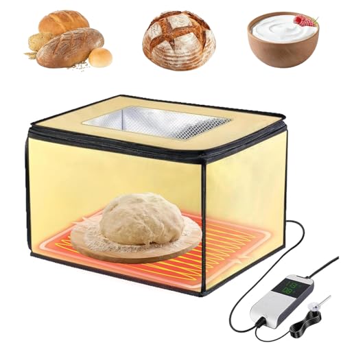 Boîte de Fermentation à Pain avec Chauffage, Boîte à Pain Pliable avec Température et Minuterie Réglables pour Levain, Pizza, Yaourt