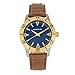 Morphic M85 Series Canvas-Overlaid Leather-Band Watch, Gold/Brown, One Size, MPH8501