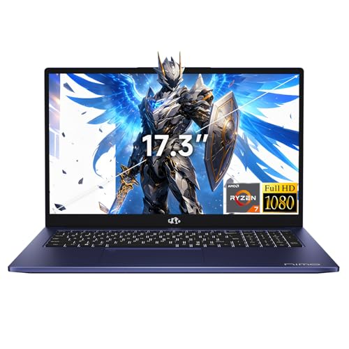 NIMO 2025 Laptop, 8 Cores R7 7735HS 32GB DDR5 RAM 1TB SSD (Up to 4.75GHz, Beat i7-12650H) Gaming Laptop with Radeon 680M GPU, 17