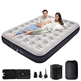 Inflatable Queen Air Mattress with Built-in 2500mAh Battery Pump 10' Height Inflatable AirBed Fast&Easy Inflation/Deflation Mattress for Camping Home Trunk Bed Travel Cushion Durable Blow up Bed