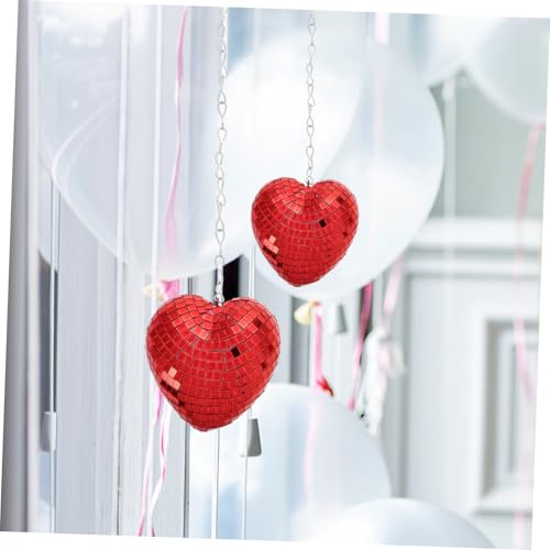 Levemolo 2pcs Heart Shape Reflective Disco Hanging Decor for Party and Home Romantic Dance Decoration Red Chain Vibrant Light Display for Special Events miniatura 7