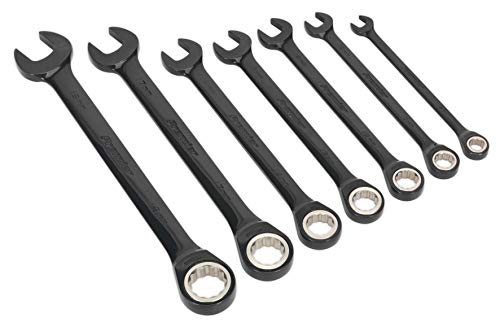 Sealey AK7978 7 Piece Combination Ratchet Spanner Set - Metric Black Series, Silver