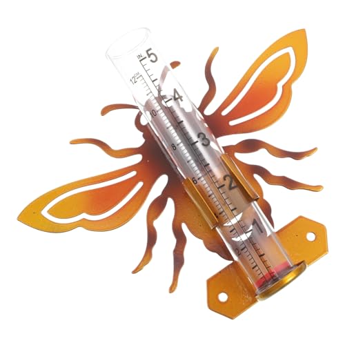 Abaodam Rain Gauge Outdoor Decorative Iron Water Measurement Tool with Glass Tube Shaped Weather Resistant Durable Iron Design for Efficient Garden Rain Collection and Maintenance