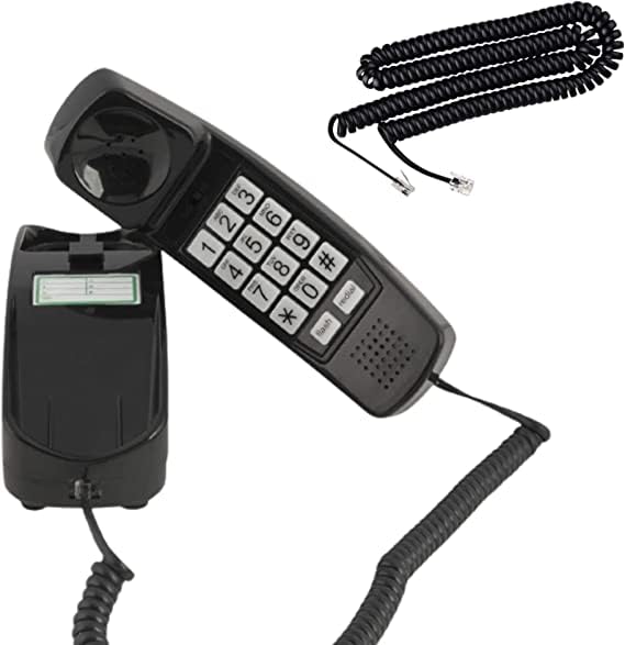 Teléfono fijo iSoHo Phones negro con cable rizado de 25 pies miniatura 1