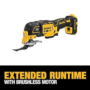 DEWALT 20V MAX XR Oscillating Multi-Tool Cordless, Variable Speed Brushless Motor Multitool with LED Light, Extended Runtime, Includes Two Wood Cutting Blades, Tool Only (DCS356B) — photo 4 of 6