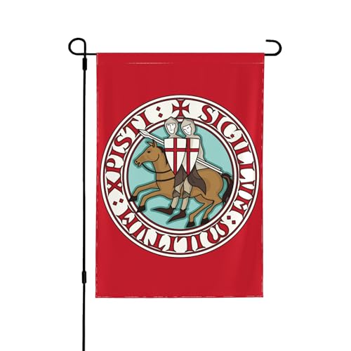 70 x 100 cm, drapeau de jardin imprimé double face, deux templiers chevaliers, croisés, viking, décoration d'intérieur, cour, pelouse