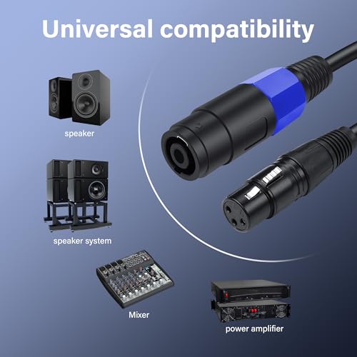 SinLoon Speakon to XLR 18AWG 3Pin Female Audio Extension Cable with Twist Lock for Amplifier Pro DJ PA Stage (1.8M/6FT) - Image 4