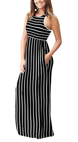 Image of DEARCASE Women's Sleeveless Summer Maxi Dress with Pockets,Beach,Vacation