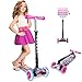 Caroma Trottinette à 3 Roues pour Enfants et Tout-Petits Filles et garçons, 3 Hauteur réglable, 3 Roues Clignotantes à LED PU, Scooter pour Enfants de 2 à 8 Ans