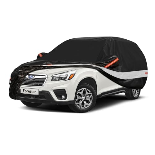 Image of 10 Layers SUV Car Cover Custom Fit for Subaru Forester (1998-2024) Waterproof All Weather for Automobiles, Outdoor Full Cover Sun UV Rain Protection with Cotton.Black