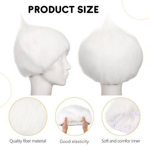 Image of Geyoga 1 Pcs Funny Wig Crazy Hair for Halloween Party,White | Funny Colorful Wig Adults Use, Unisex Funky Hairband, Halloween Mardi Gras Cosplay Costume Party Accessories