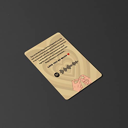 Image of Fairus Customized Wallet Card With Your Photo,Illustration On Front Side,Special Message,Spotify Song Code Backside Best For Special Occasion Gift For Loved One (Couple Illustration) For Thanksgiving