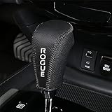 Great-luck Genuine Leather Automatic at Gear Shift Knob Cover Protector Trim,The car Interior Accessories(Black Stitches) for Nissan Rogue Sport(2017 2018 2019 2021) Rogue(2014-2020)