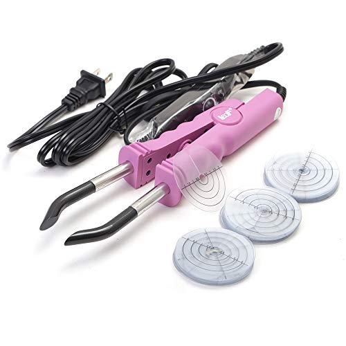 Vlasy Pre bonded Fusion Hair Extensions Connector Iron With 50Pcs Single Holes Spacer Template Heat Wand Kits (Pink)
