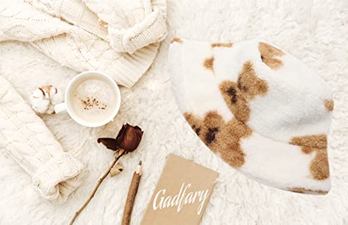 Image of Bucket Hat Women Furry Fuzzy Bucket Hats for Ladies, Winter Warm Fluffy Plush Faux Fur Hat for Women