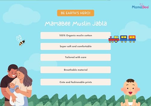 Image of MamaBee Organic Cotton Muslin Button Jabla | Printed Jabla | for Boys & Girls | Soft & Comfortable Baby Products | Sleeveless Vest | Snap Button Jabla |