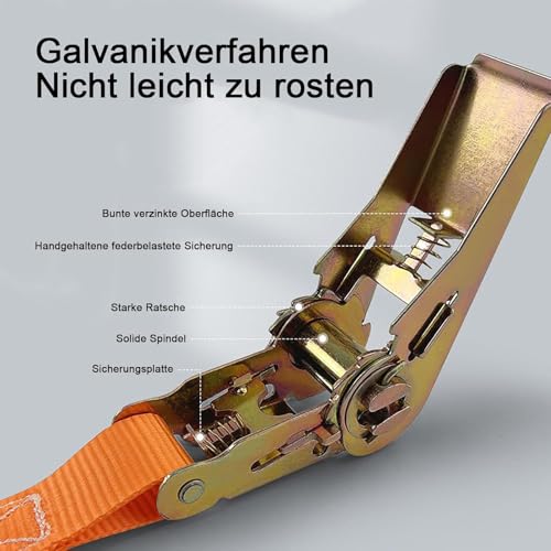 BetterJonny Zurrgurt, 2 Stück, 10 m, Ratschengurt mit Haken, 1000 kg Befestigungsgurt, Gurtbreite 25 mm, Ratschengurt mit Ratsche zur Befestigung von Auto, Motorrad, Gepäck