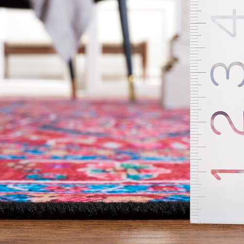 Alfombra lavable Tucson azul marino con base antideslizante de pelo corto 3