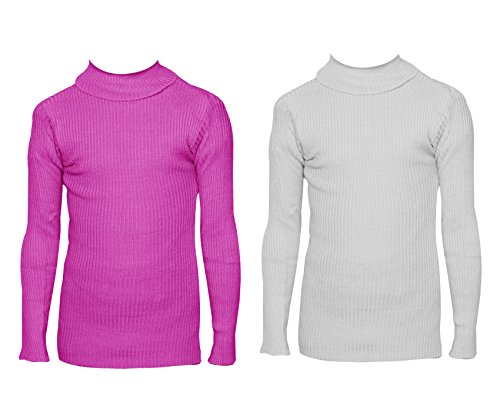 Image of IndiWeaves Boys Wollen Warm High Neck Full Sleeves T-Shirt /Inner /Skivvy for Winter (Pack of 2) Magenta /White 14-16 Years 10110-0912-IW-P2-34