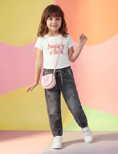 Image of Amazon Brand - Symbol Girls Cotton Rich Stretchable Jogger Jeans | Elasticated Waistband and Cuff | Casual Denim | Age 2-14 Years