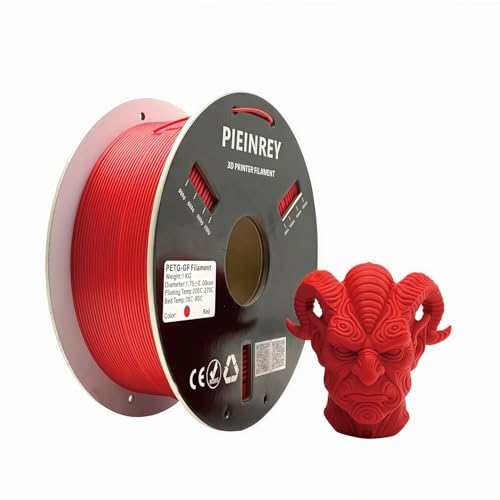 Reinforced Glass Fiber PETG Filament 1.75mm PETG GF High Impact Resistance Durability & Stiffness Compatible with Bambu Lab Creality K1C QIDI MAX3 FLASHFORGE Prusa MK4 FDM 3D Printer 1 KG Red