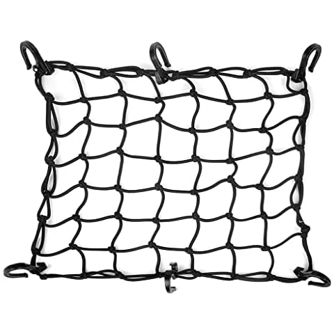 JCHL 15"x15" Motorcycle Cargo Net Stretches to 30"x30" with 6 Hooks 2''x2'' Mesh for Motorcycle Motorbike Bikes Cover